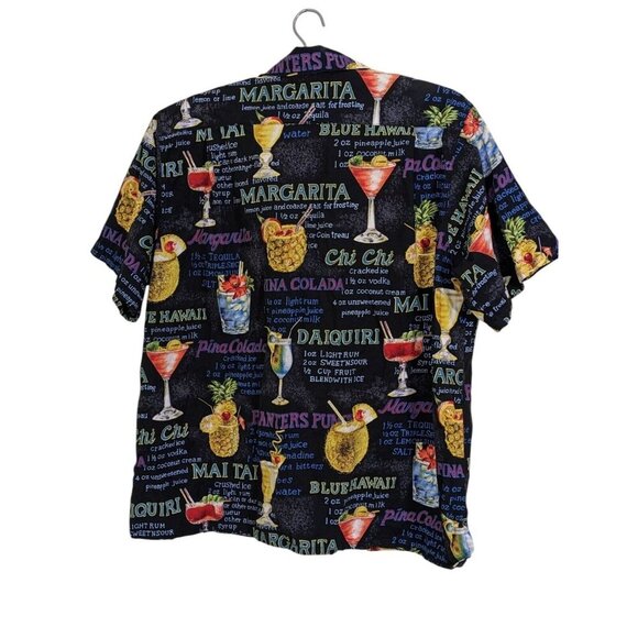 Go Barefoot Vintage Mens Hawaiian Camp Button Up Shirt Size XL Cocktail Recipes - Picture 2 of 6